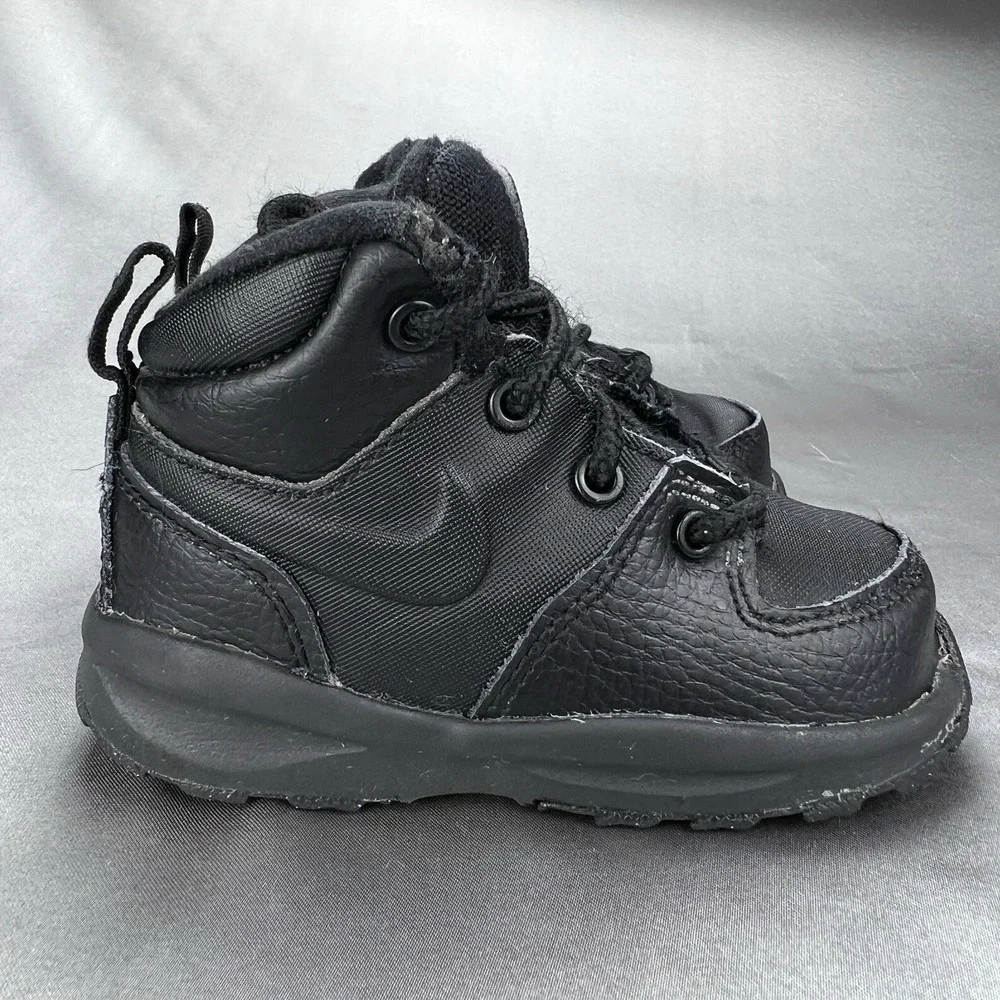 Nike Manoa Leather Toddler Boot Black Lace Up Ankle BQ5374-001 Size 6C Shoes